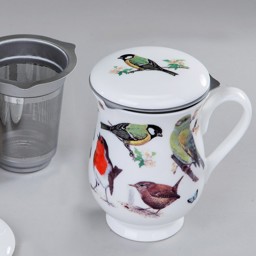 Bild von Roy Kirkham Tasse mit Sieb und Deckel Garden Birds (Motiv2)