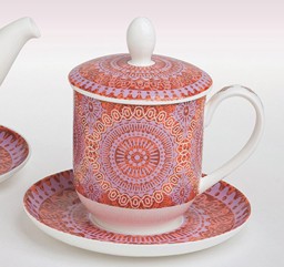 Bild von Teetasse mit Untertasse, Sieb und Deckel Sonji