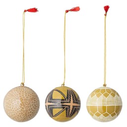 Zeige Details für Mia Ornament Weihnachtskugeln 3er Set Pappmache Bild von Mia Ornament Weihnachtskugeln 3er Set Pappmache