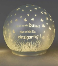Zeige Details für Deko-Licht Kugel LED weiß 10 cm - Bleib so wie du bist - Schmetterlinge Bild von Deko-Licht Kugel LED weiß 10 cm - Bleib so wie du bist - Schmetterlinge