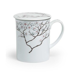 Bild von White Cherry Teetasse mit Sieb und Deckel 