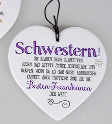 Bild von Herz mit Spruch Schwestern beste Freundinnen