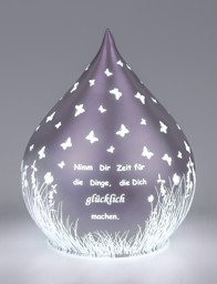 Zeige Details für Deko-Licht Tropfenform LED flieder Nimm dir Zeit 13cm 15cm Bild von Deko-Licht Tropfenform LED flieder Nimm dir Zeit 13cm 15cm