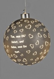 Zeige Details für Deko-Licht Hänger Kugel LED grau Tue was du liebst 10cm 12cm 15 cm  Bild von Deko-Licht Hänger Kugel LED grau Tue was du liebst 10cm 12cm 15 cm