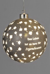 Zeige Details für Deko-Licht Hänger Kugel LED grau Leben ist zu kurz 10cm 12cm 15 cm  Bild von Deko-Licht Hänger Kugel LED grau Leben ist zu kurz 10cm 12cm 15 cm