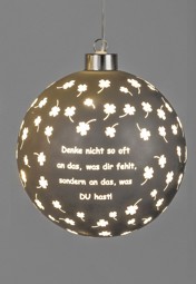 Zeige Details für Deko-Licht Hänger Kugel LED grau Denke an das was du hast 10cm 12cm 15 cm  Bild von Deko-Licht Hänger Kugel LED grau Denke an das was du hast 10cm 12cm 15 cm