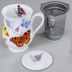 Bild von Roy Kirkham Tasse mit Sieb und Deckel Butterfly Motiv 1