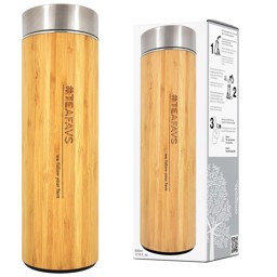 Bild von Teeflasche Bambus mit Sieb und Bambusdeckel Thermobecher Amapodo #TEAFAVS