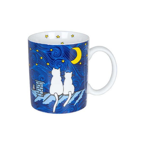 Bild von Katze bei Nacht Teetasse Kaffeebecher Mug Könitz