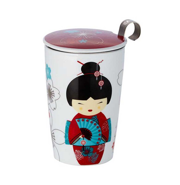 Bild von Little Geisha - Porzellanbecher doppelwandig mit Sieb und Deckel
