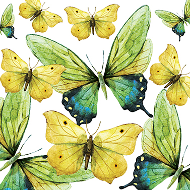 You. 4 Servietten Tea Butterflies Green