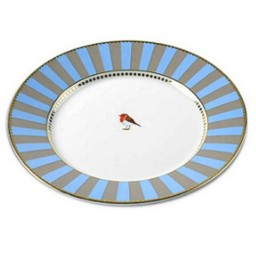 Bild von PIP Love Birds Dessertteller blau / khaki Stripes - PIP Home Porzellan
