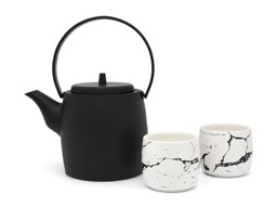 Bild von Teeset Kobe schwarz 1,2 L Teekanne aus Gußeisen mit 2 Teebechern