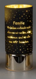 Bild von Deko-Licht LED schwarz gold 20 cm - Motiv Baum - Familie zusammen sind wir alles
