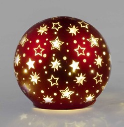 Bild von Deko-Licht Kugel LED bordeaux rot gold 10 cm Sterne