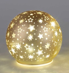 Bild von Deko-Licht Kugel LED champagner gold 10 cm Sterne