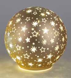 Bild von Deko-Licht Kugel LED champagner gold 12 cm Sterne