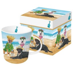 Bild von Dogs' Beach Party Hunde Trendmug Porzellanbecher mit Geschenkkarton