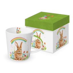 Bild von Rainbow Rabbit Hase Trendmug Porzellanbecher mit Geschenkkarton