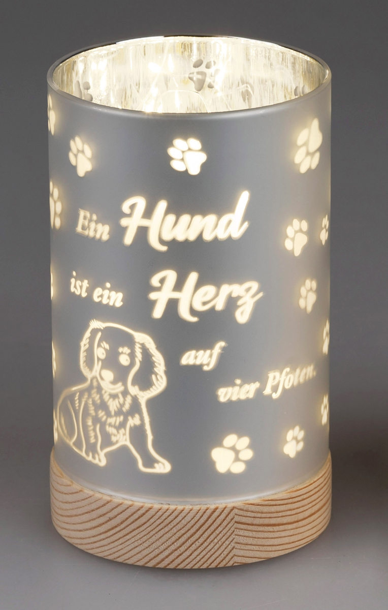 Bild von Deko-Licht LED 15 cm weiß Motiv Hund ist Herz auf vier Pfoten