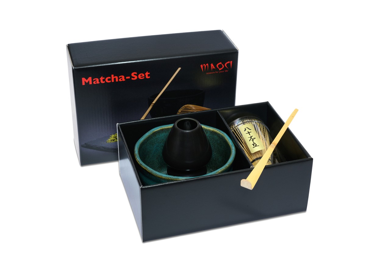Bild von MAOCI Matcha Set Premium Matchaschale petrol Besen Löffel Besenhalter