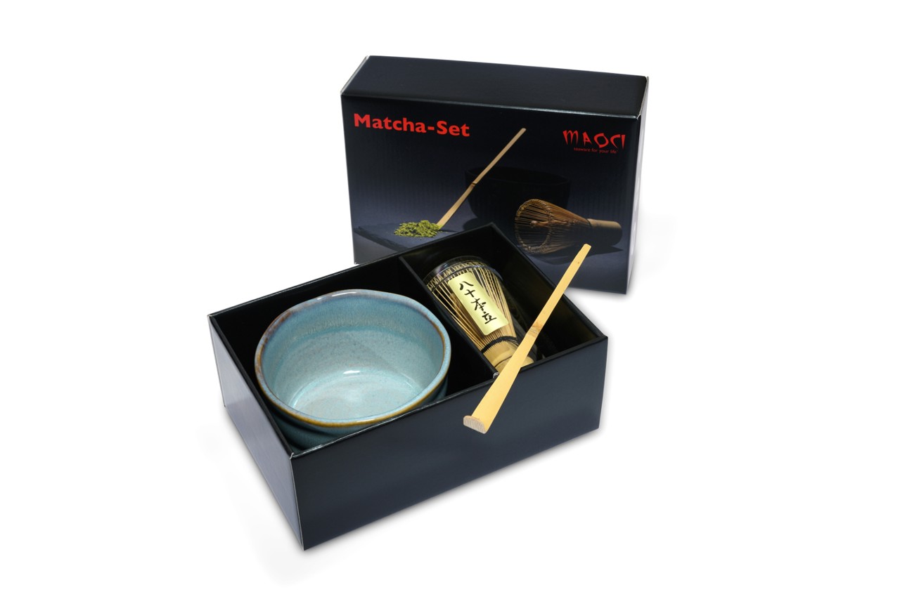 Bild von MAOCI Matcha Set Matchaschale aqua Besen Löffel