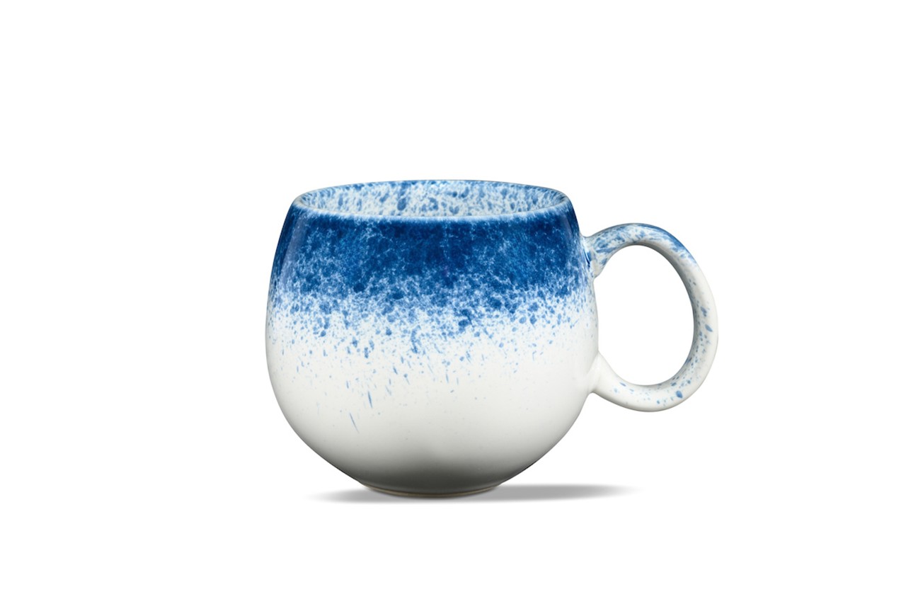Bild von MAOCI Jumbotasse blau gesprenkelt weiß Keramik 0,5 L