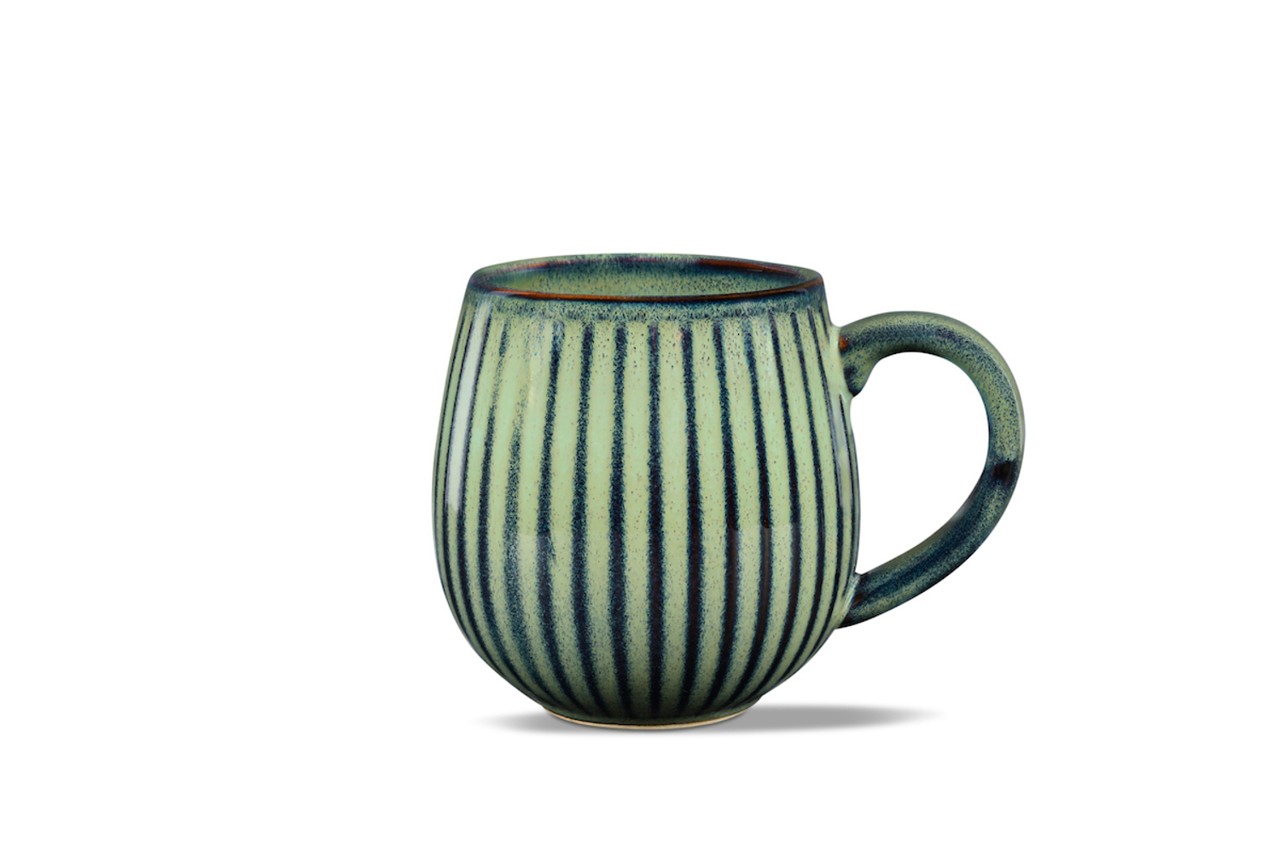 Bild von MAOCI Jumbotasse Stripes blau grün Keramik 0,4 L