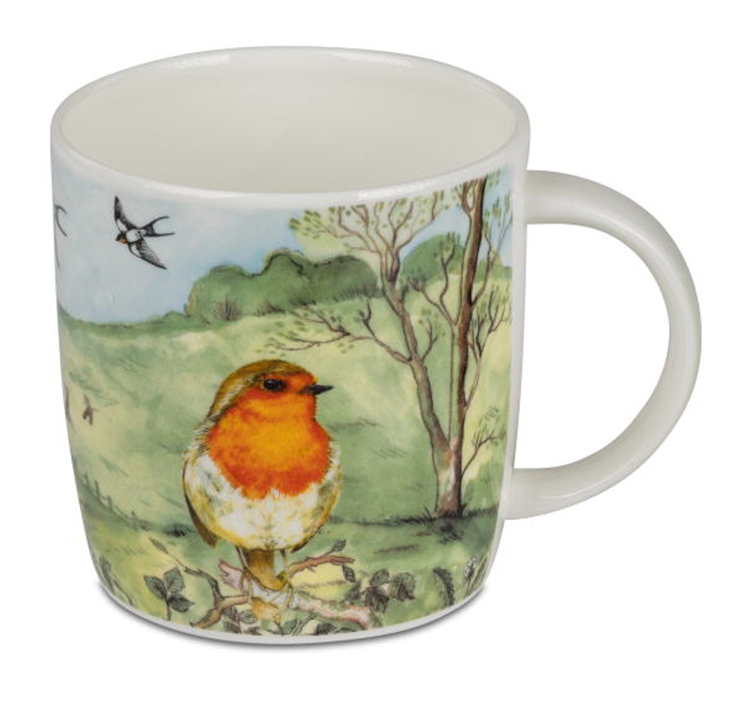 Bild von Roy Kirkham Country Birds Rotkehlchen Kaffeebecher Tasse 