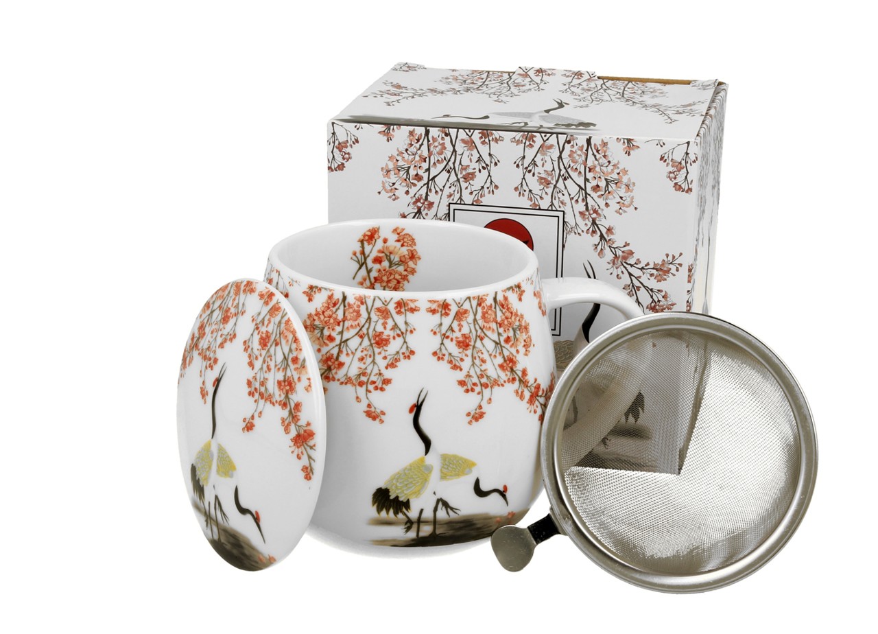 Bild von DUO Sakura + Cranes Teetasse mit Sieb und Deckel 