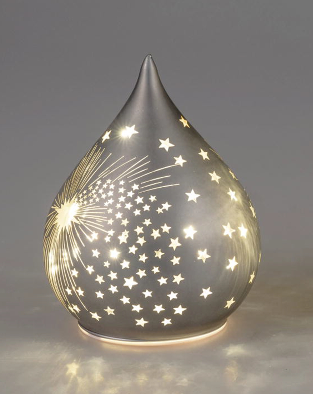 Bild von Deko-Licht Tropfenform LED Spirit grau gold 15cm 21cm