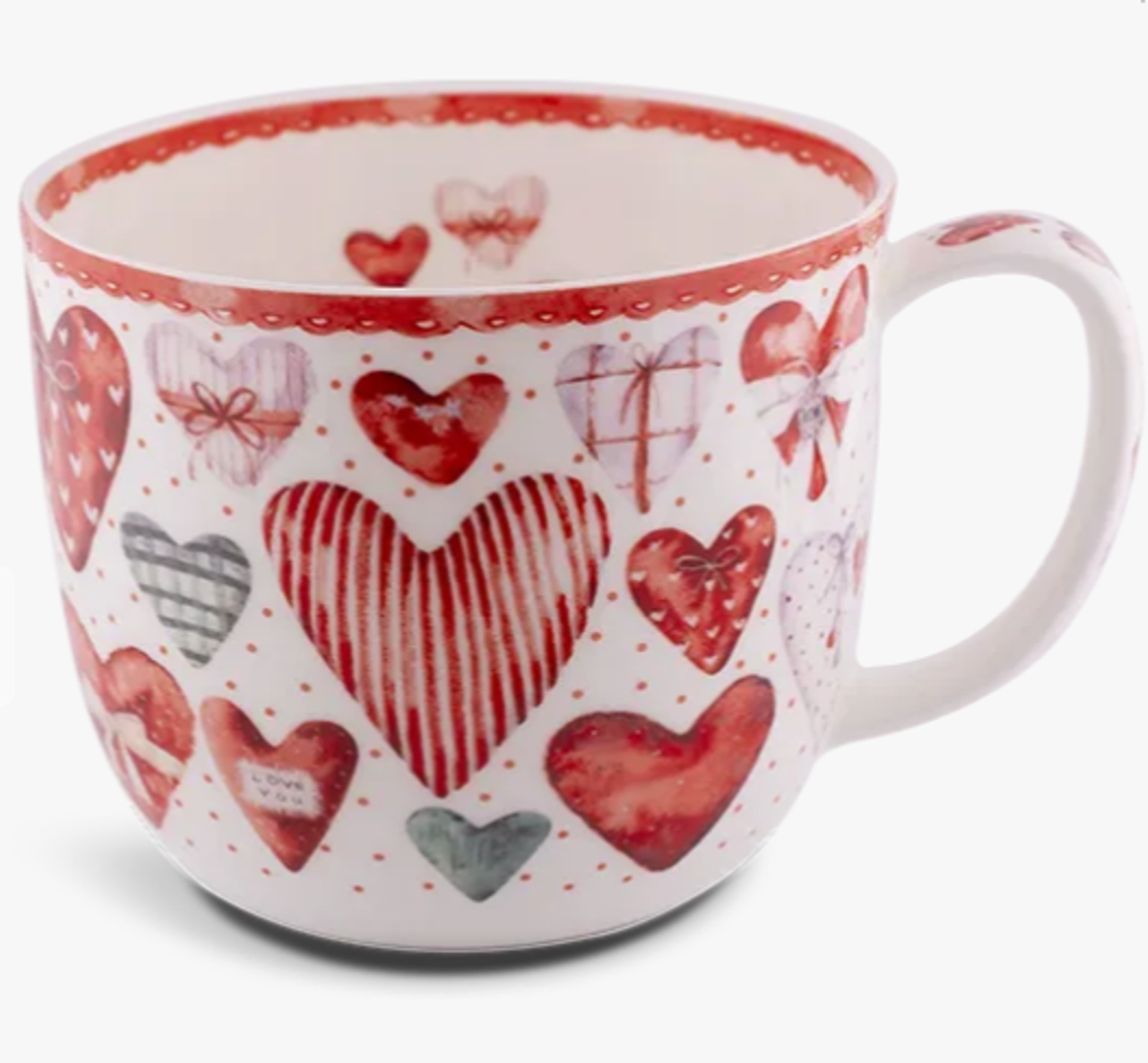 Bild von Jumbobecher Süße Herzen 700 ml Bone China 