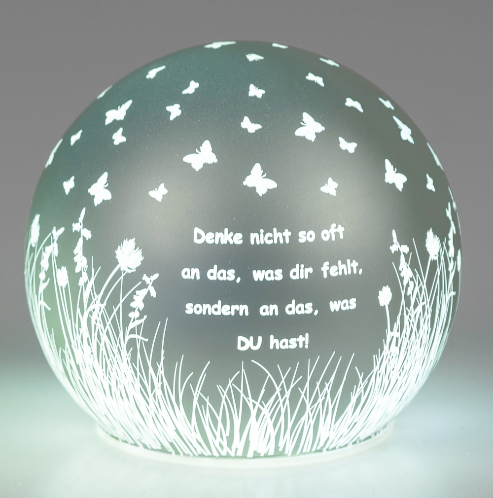 Bild von Deko-Licht Kugel LED salbei 10cm 12cm - Denke an das was du hast