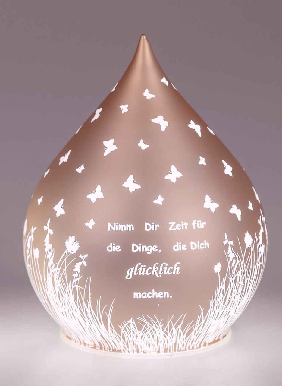 Bild von Deko-Licht Tropfenform LED rose Nimm dir Zeit 13cm 15cm