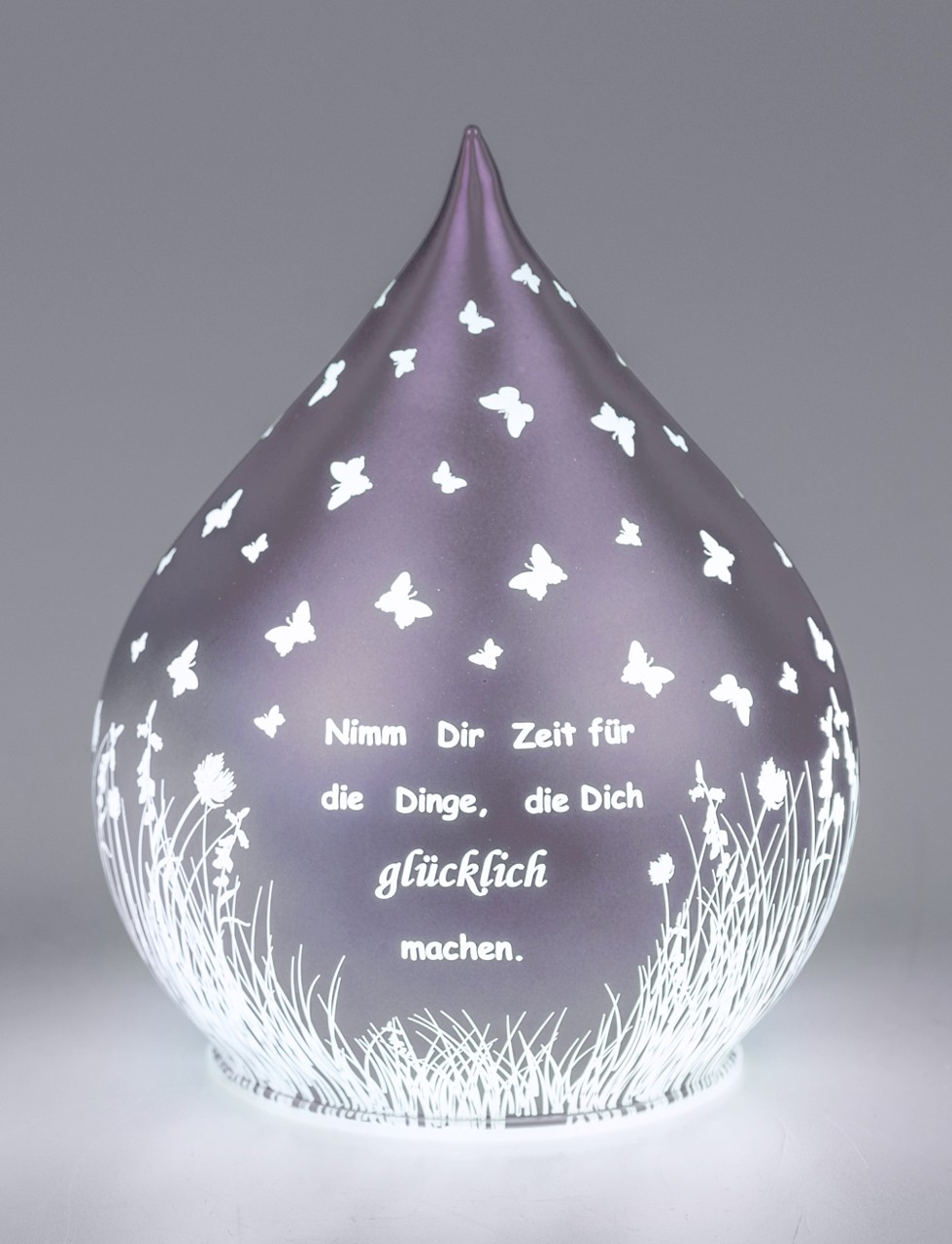 Bild von Deko-Licht Tropfenform LED flieder Nimm dir Zeit 13cm 15cm