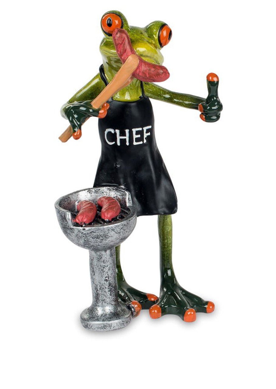 Bild von formano Dekofigur Frosch mit Grill Wurst 17cm