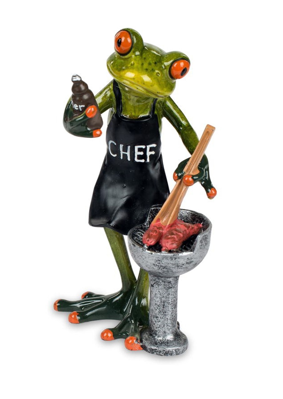 Bild von formano Dekofigur Frosch mit Grill Bier 17cm