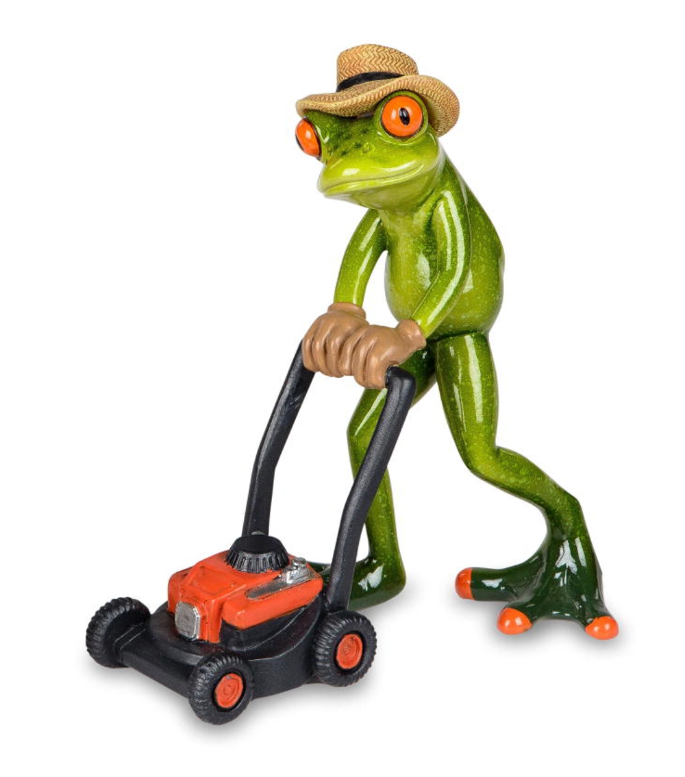 Bild von formano Dekofigur Frosch mit Rasenmäher 17 cm