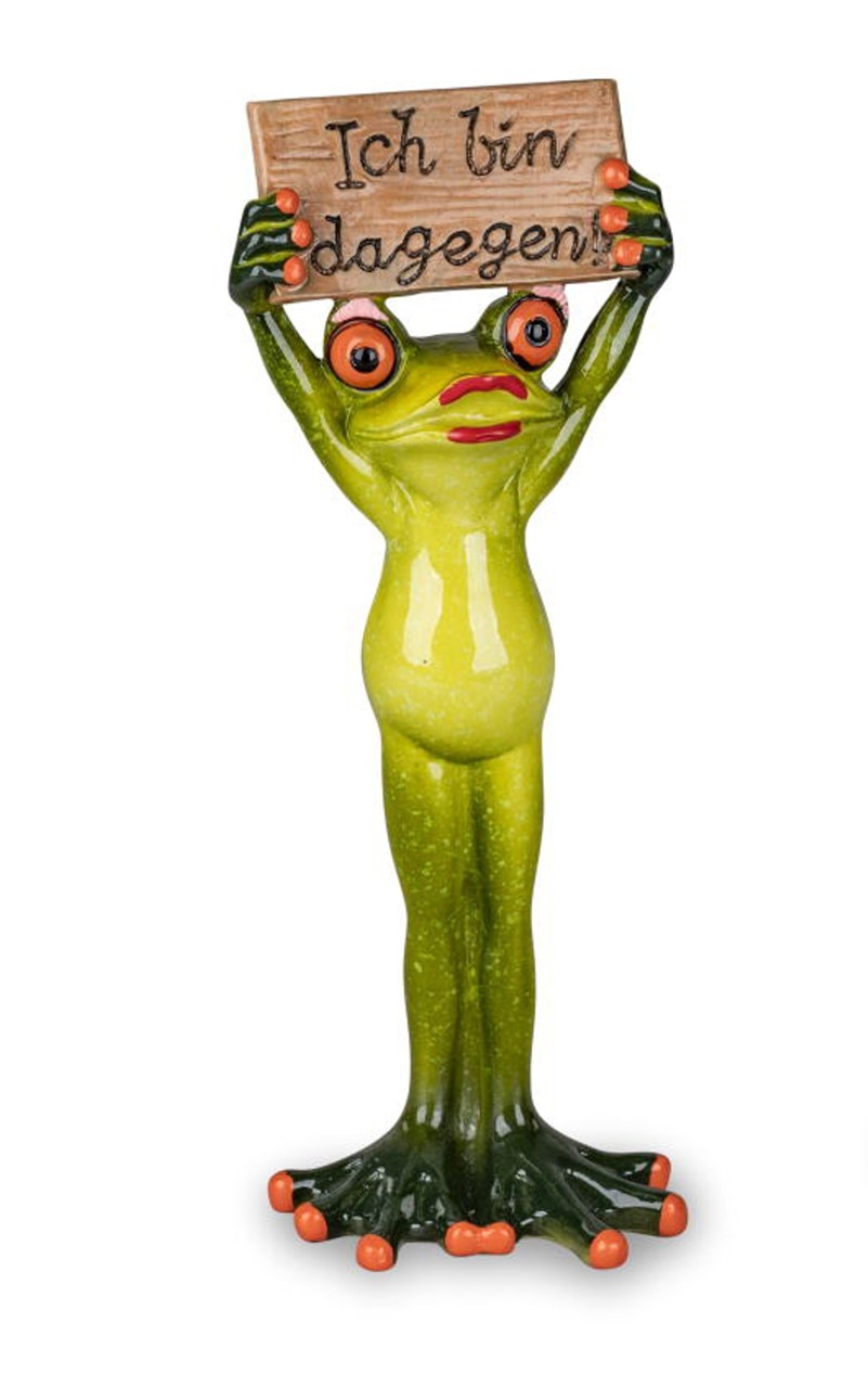 Bild von formano Dekofigur Frosch Froschfrau als Demonstrantin mit Schild