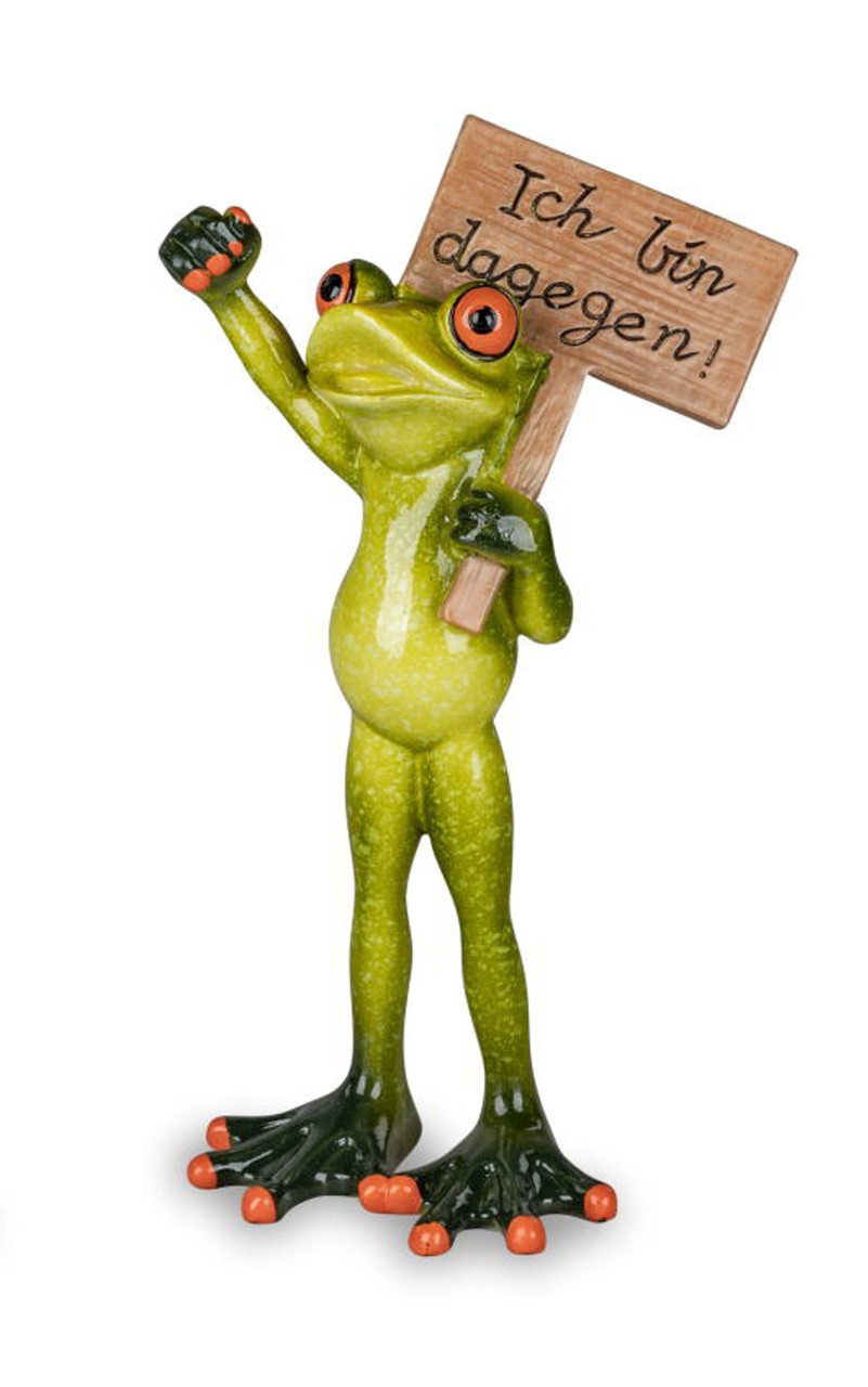 Bild von formano Dekofigur Frosch Froschmann als Demonstrant mit Schild