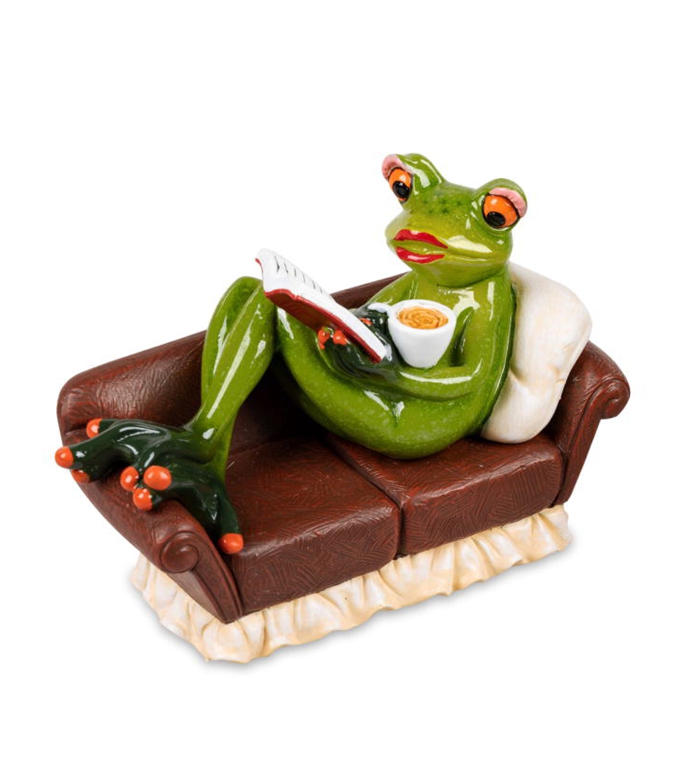 Bild von formano Dekofigur Frosch Feierabend Froschfrau auf Sofa