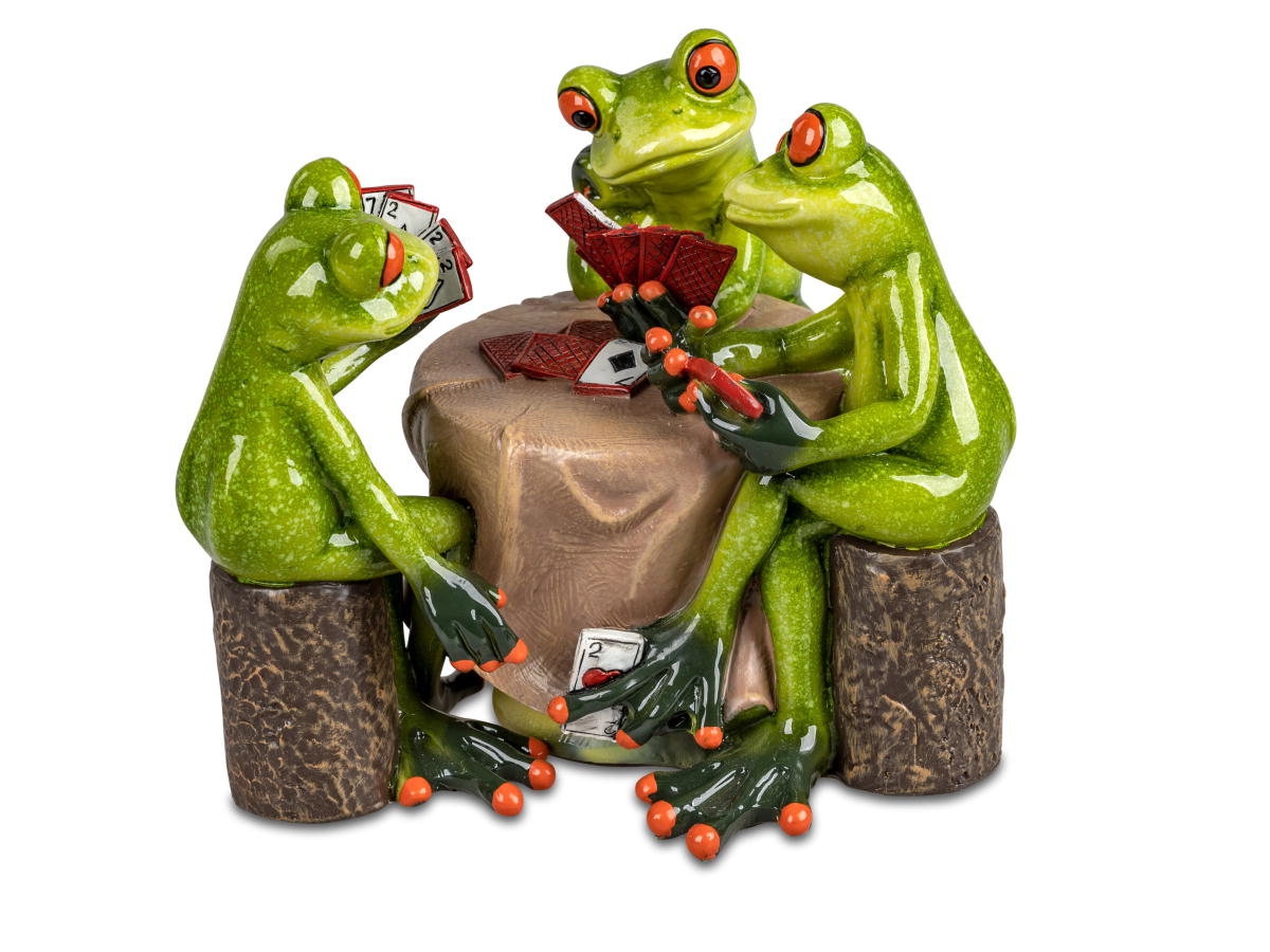 Bild von formano Dekofigur Frosch Frösche beim Skat spielen Skatspieler