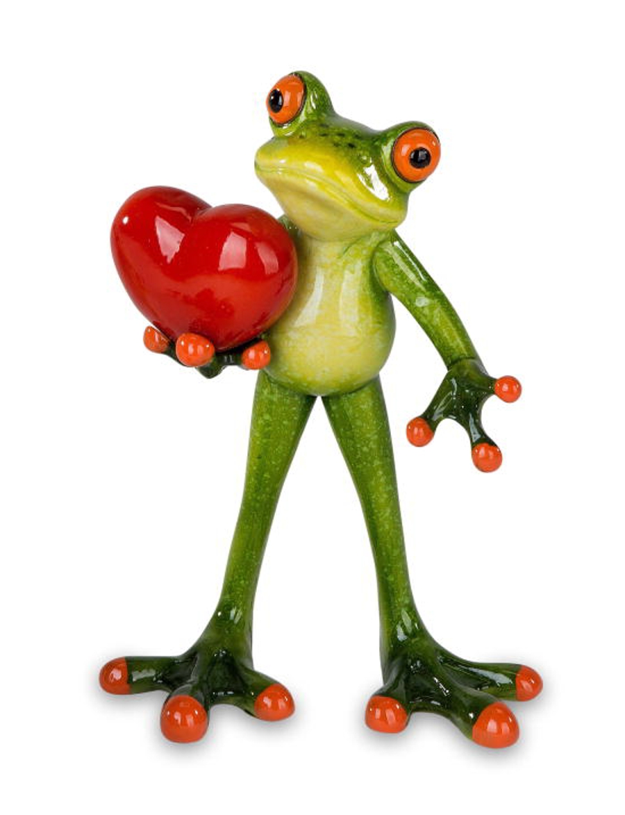 Bild von formano Dekofigur Frosch mit Herz stehend 16 cm