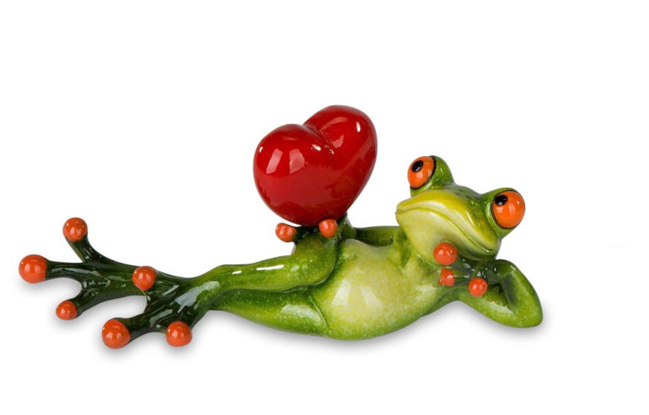 Bild von formano Dekofigur Frosch mit Herz liegend 16 cm