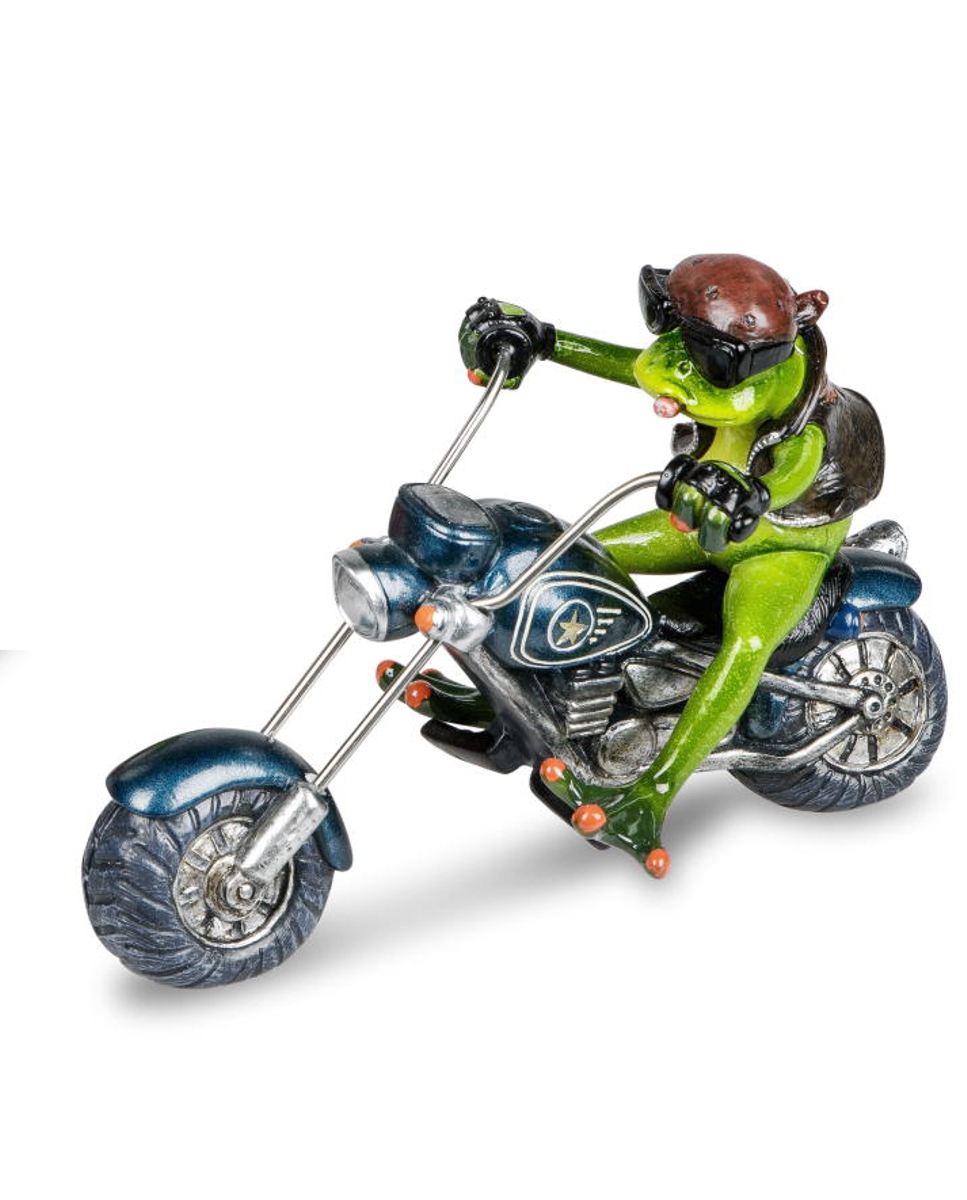 Bild von formano Dekofigur Frosch als Biker grün 22 cm