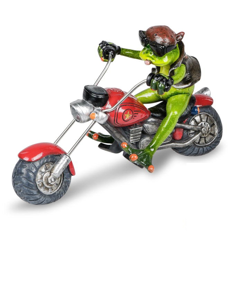 Bild von formano Dekofigur Frosch als Biker rot 22 cm