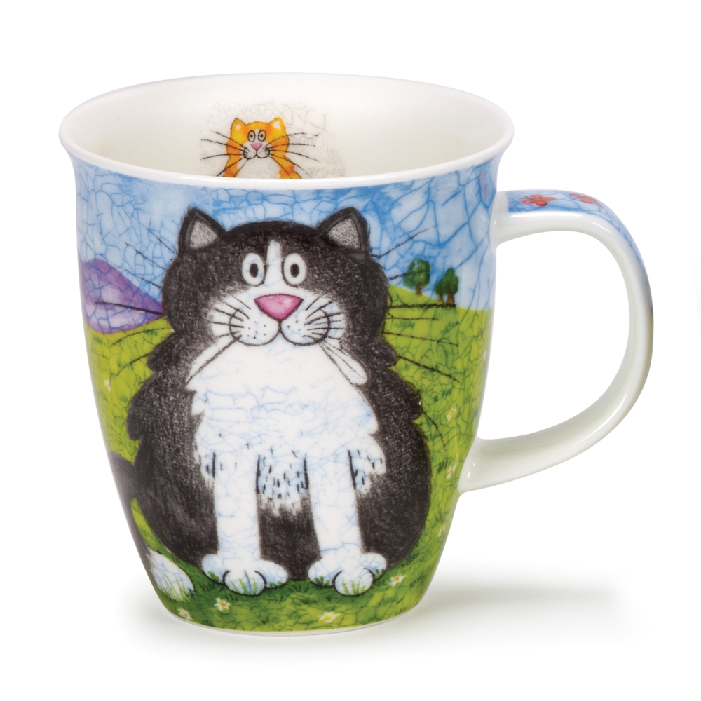 Bild von Dunoon Tasse Happy Cats schwarzweiß