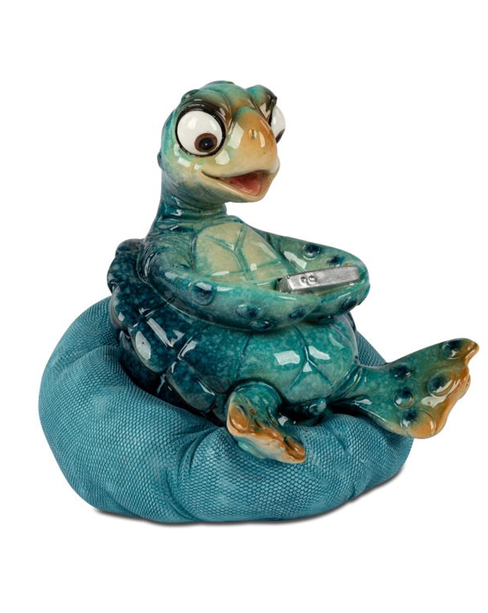 Bild von formano Dekofigur Schildkröte Harry blau sitzend Handy 10 cm