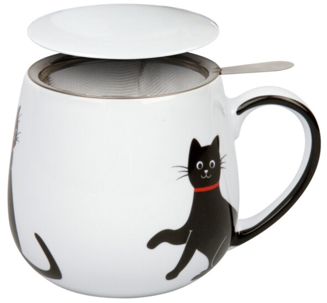 Bild von Könitz Teetasse mit Sieb und Deckel My lovely cat rot