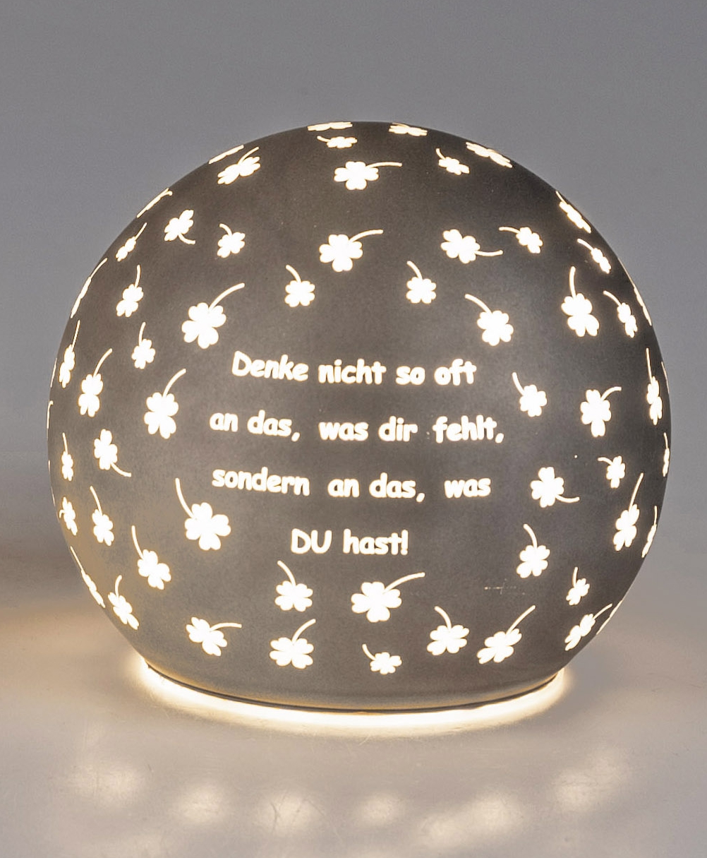Bild von Deko-Licht Kugel LED grau 10cm 12cm - Denke an das was du hast